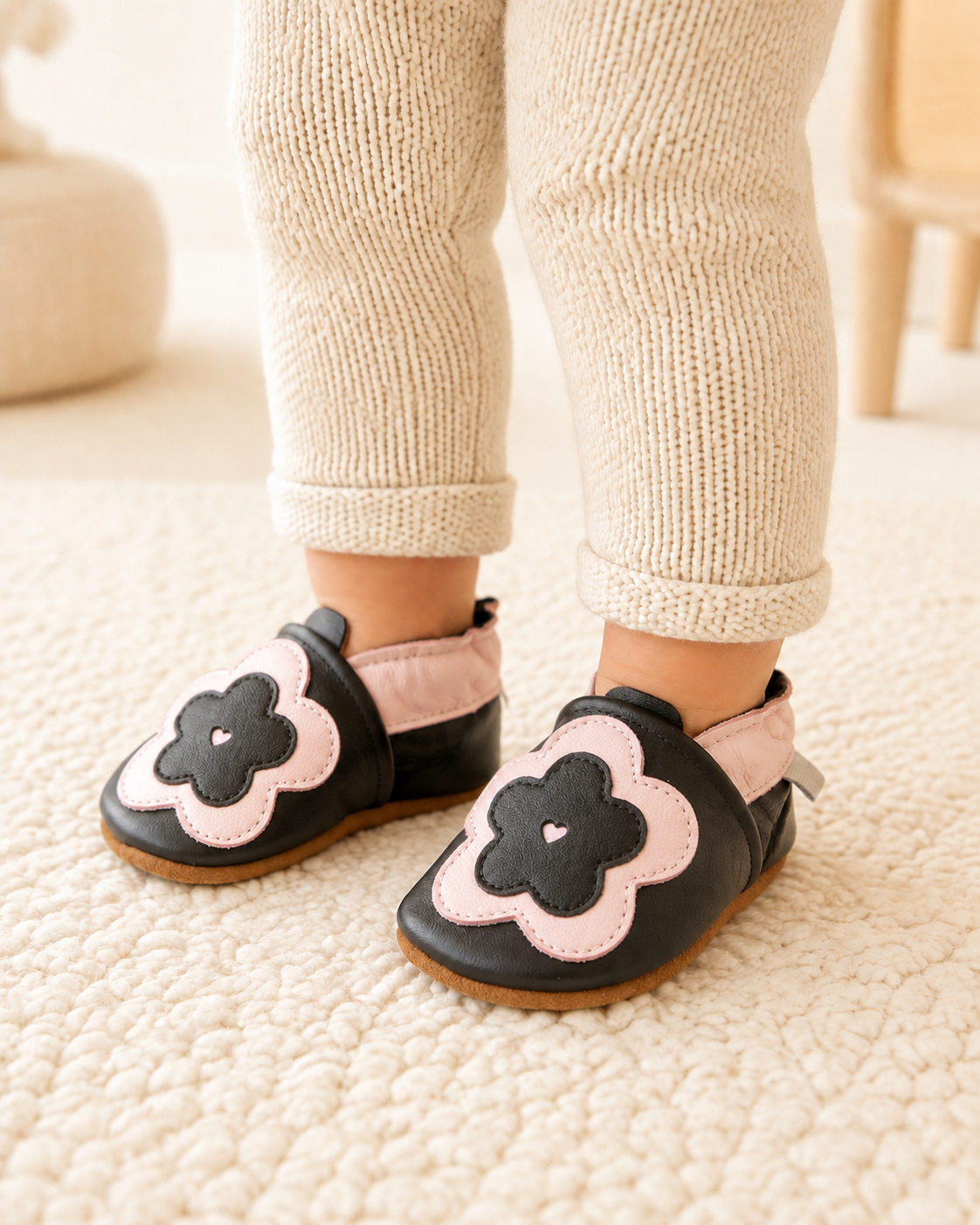 Soft Leather Baby Shoes Big Flower