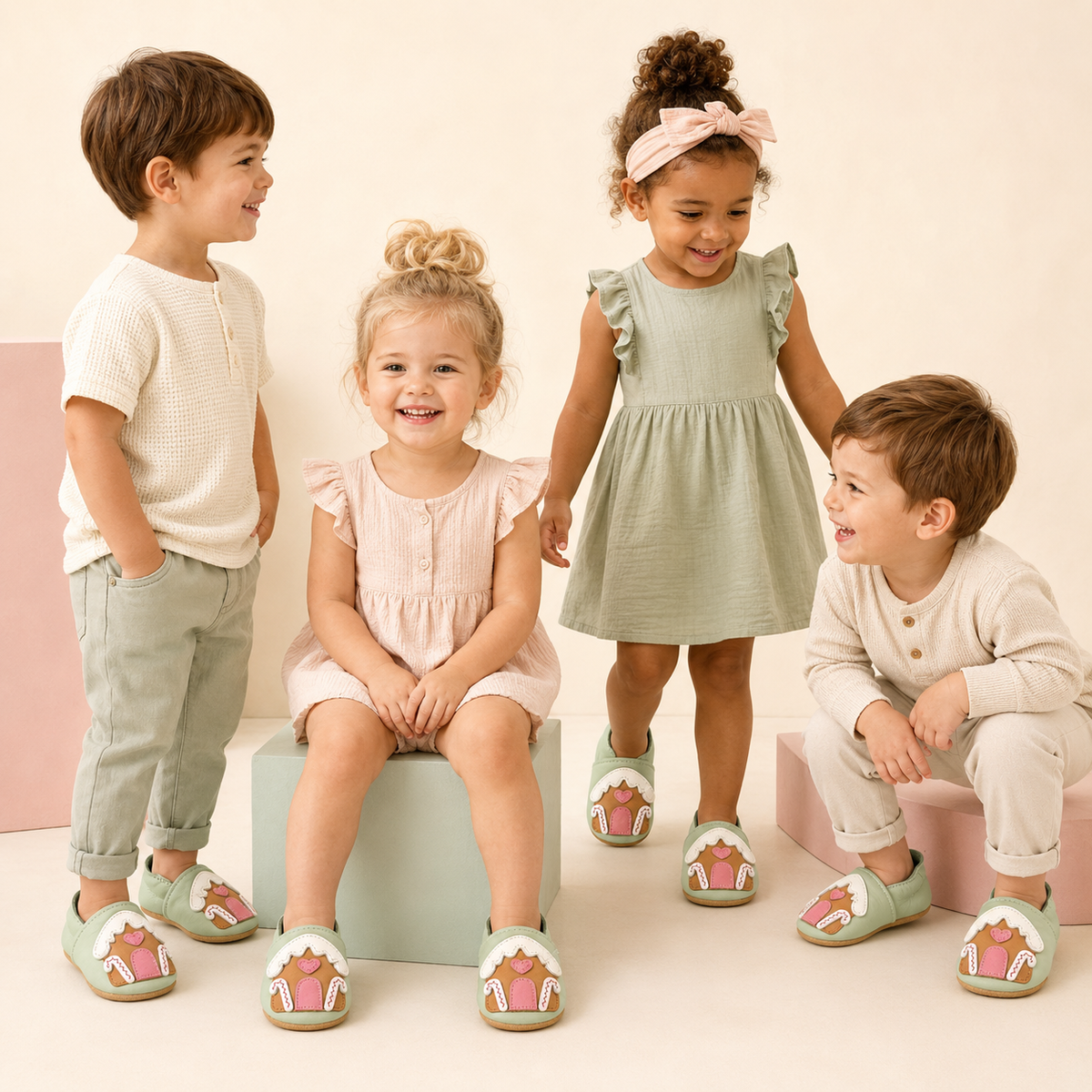 Soft Leather Baby Shoes Gingerbread House