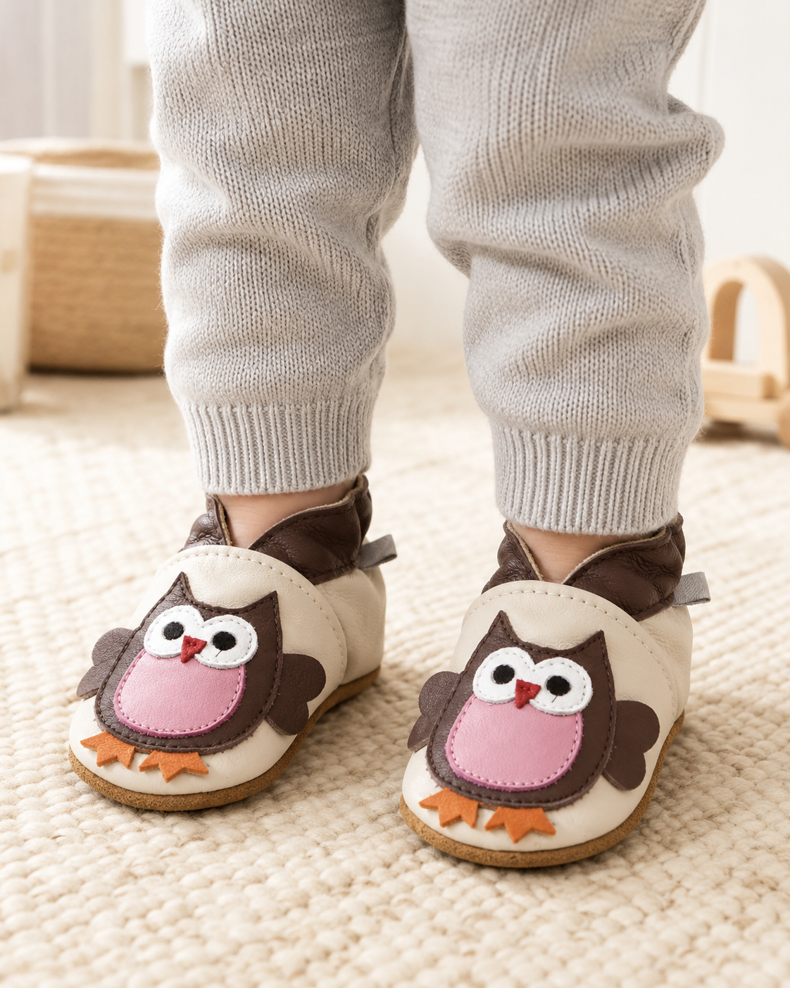 Soft Leather Baby Shoes Owl