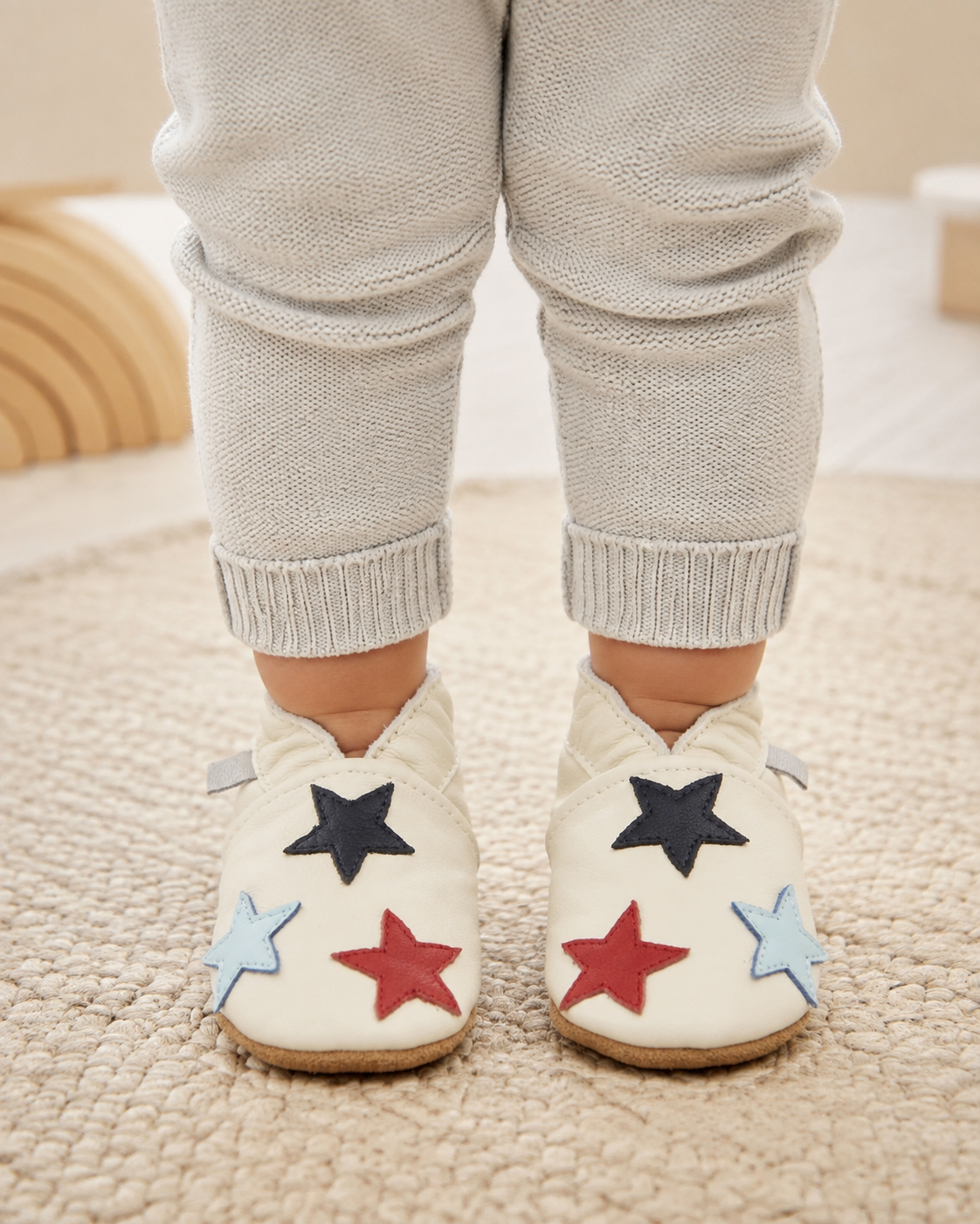 Soft Leather Baby Shoes Little Stars Cream