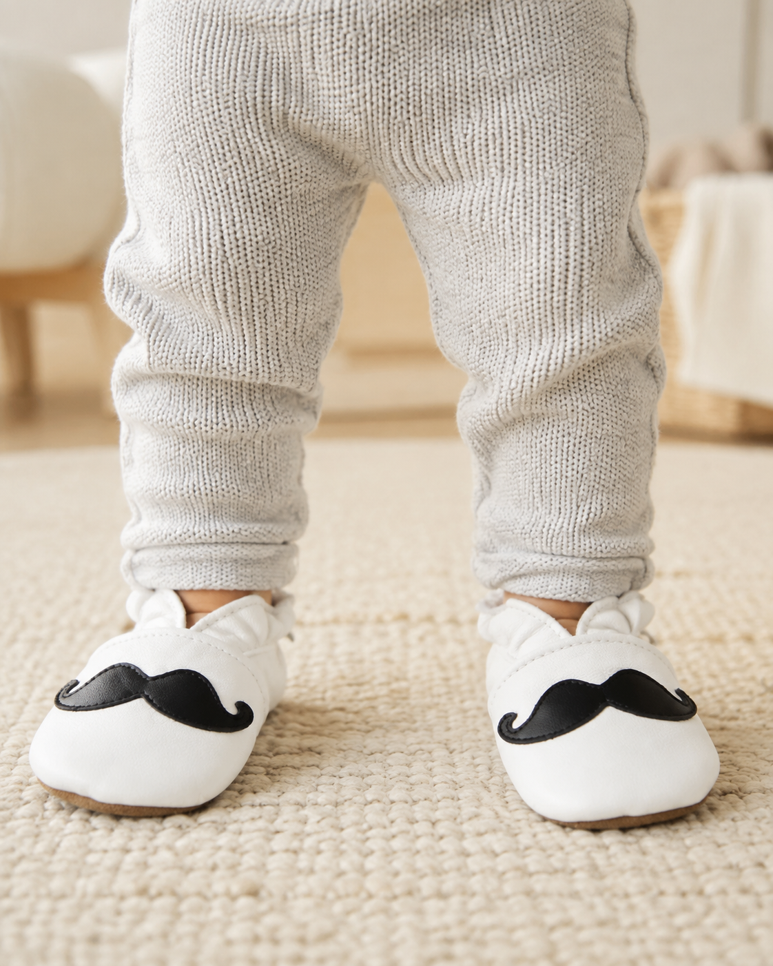 Soft Leather Baby Shoes Moustache