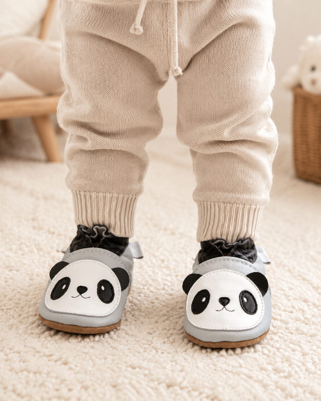 Soft Leather Baby Panda Shoes