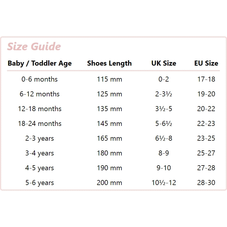 Baby shoe store size eu