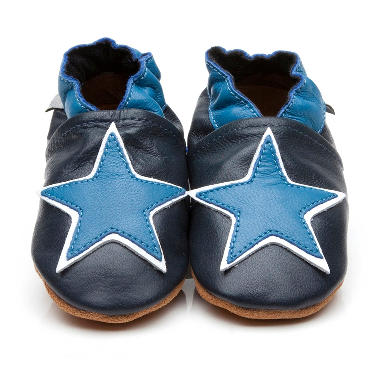 Soft Leather Baby Shoes Blue Star