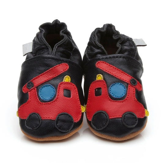 Soft Leather Baby Shoes Fire Engine