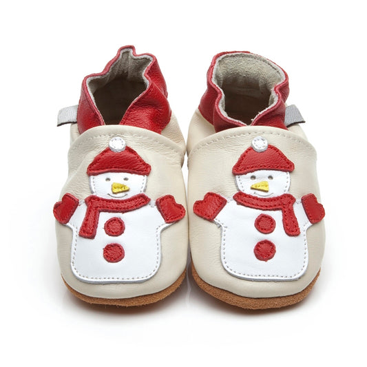 Soft Leather Baby Shoes Snowman