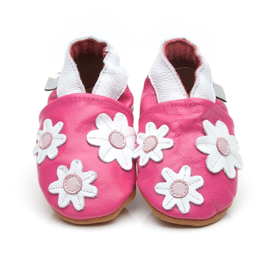 Soft Leather Baby Shoes Little Flowers Pink