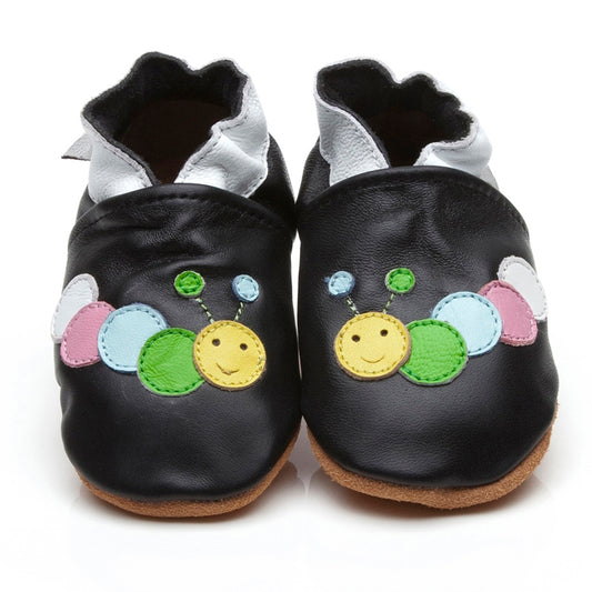 Soft Leather Baby Shoes Caterpillar Black