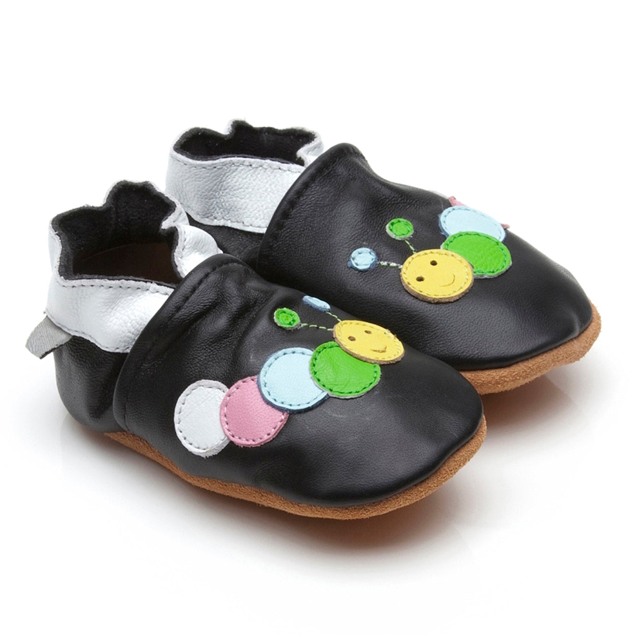 Soft Leather Baby Shoes Caterpillar Black